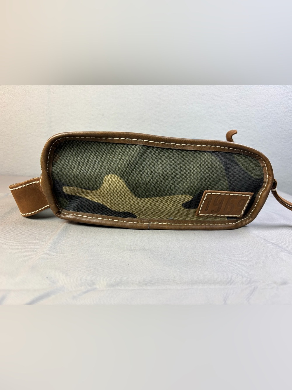 GAP Camo Toiletry Pouch with Brown Leather Trim